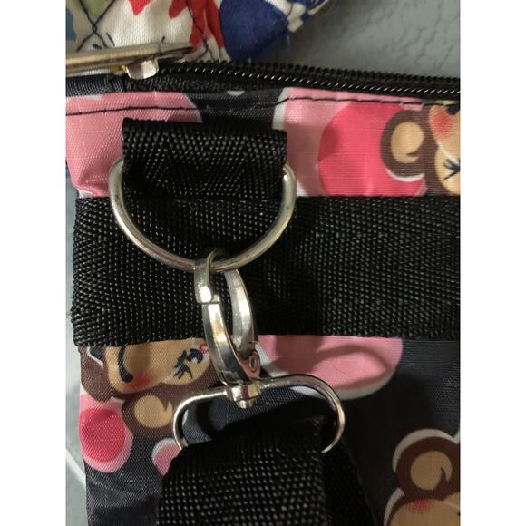 Le SportSac 3 Zip Crossbody Bag Multicolor Pink Bubbles Monkey Tokidoki Black - Picture 4 of 8